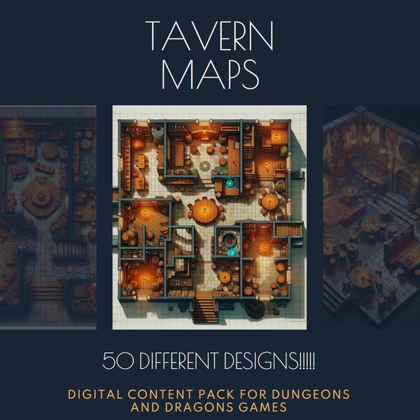 Digital Tavern Maps for Table Top, RPG Gaming Accessory, Fantasy Virtual Map Collection, DND, D&D
