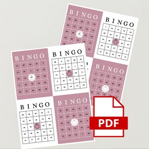 Wedding Bingo Set 100 Unique Cards Bridal Shower Game Party Fun Dusty Pink PDF