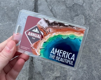 National Parks Pass Holder Sleeve, Acrylic Badge Sleeve with Sticker