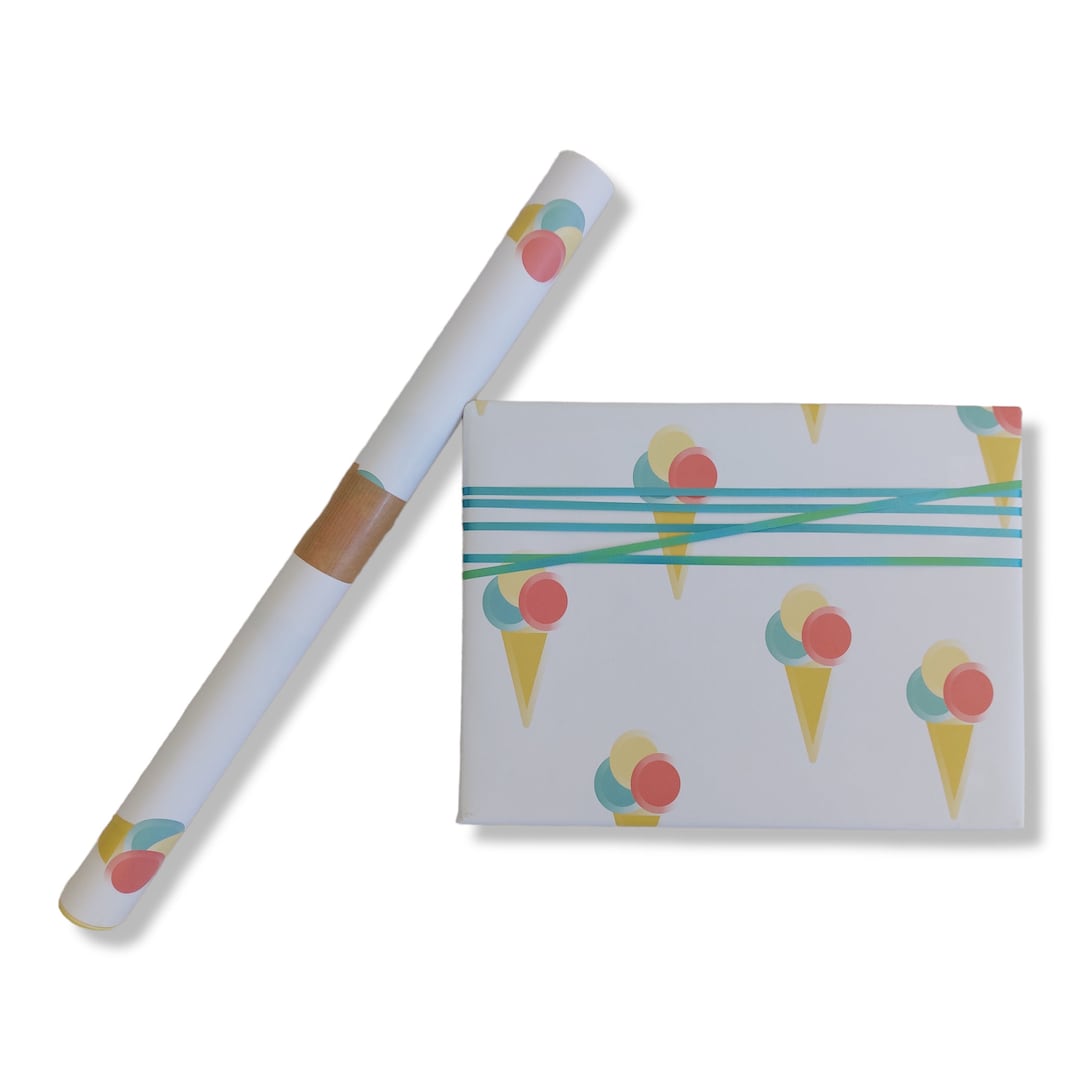 5 Sheets Ice Cream Wrapping Paper Birthday Gifts Gift Wrap Etsy
