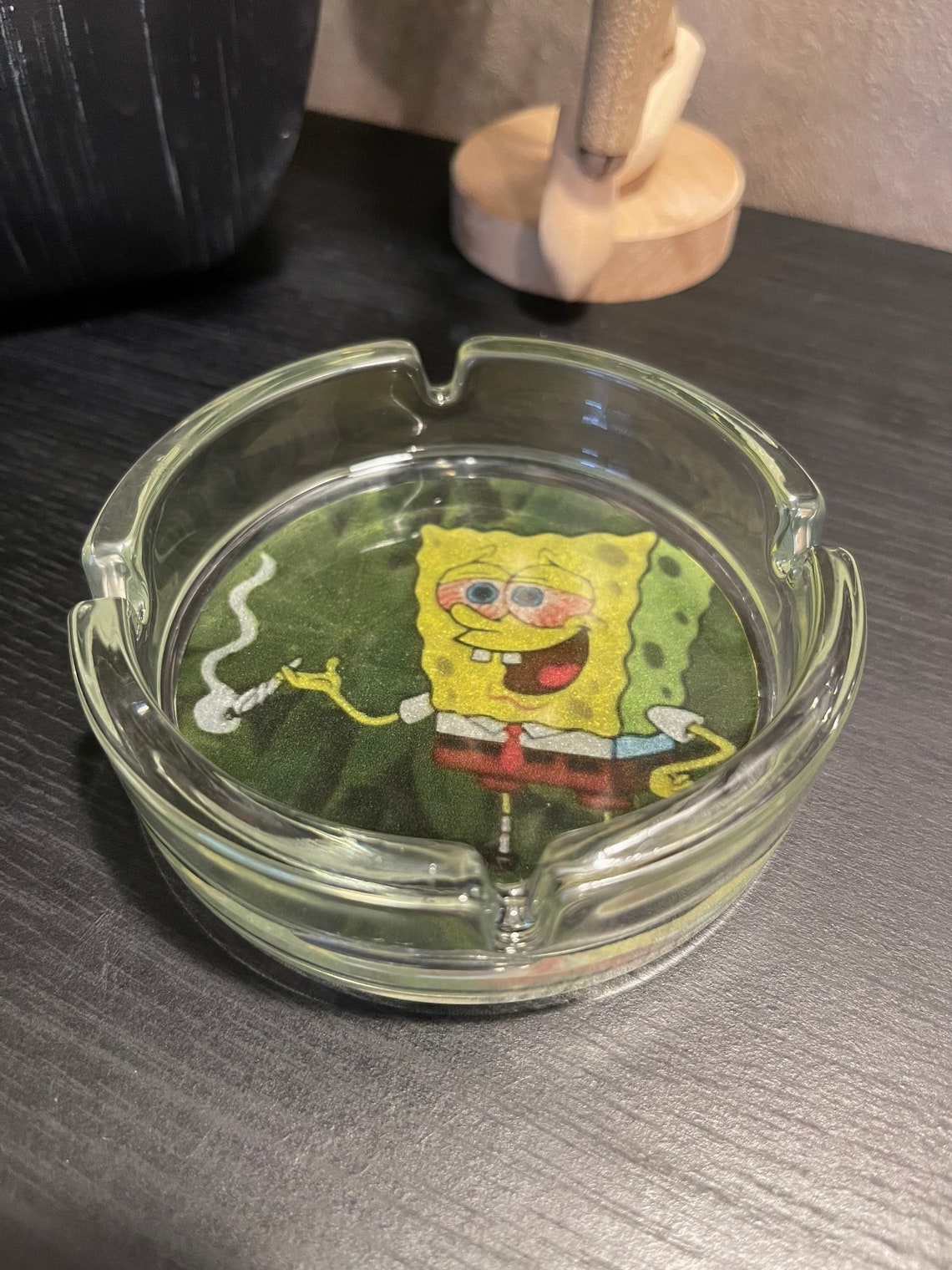 Stoner Spongebob Squarepants Custom Made Glass Ashtray 10.5cm Etsy