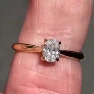 1ct Oval Cut Moissanite Engagement Ring, Oval Solitaire Moissanite Ring, 14k Solid Gold Ring, Anniversary Gift Ring, Bridal Ring, Daily Ring
