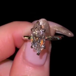 2 CT Marquise Moissanite Engagement Ring: 14K Solid Gold Solitaire