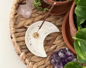 Incense holder, Incense holder, Burner, White moon base for insense stick, witchcraft, Moon ritual, Full moon, New moon