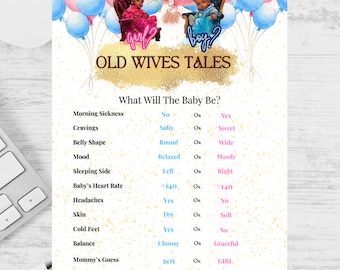 Old Wives Tales - Gender Prediction Poster - Etsy
