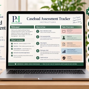 Therapist Caseload Assessment Tracker, Client Progress Dashboard, Excel Template