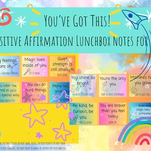 Lunchbox Affirmation Notizen für Kinder | Druckbare Positive Notizen für die Schule | Ermutigungskarten | Lunchbox Notizen | Emotionales Wohlbefinden