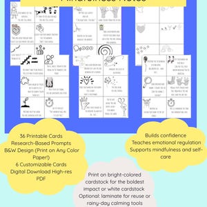 36 cartes Calm pour enfants – Notes de boîte à lunch imprimables pour la pleine conscience | Soutien émotionnel | Bien-être émotionnel | Solde