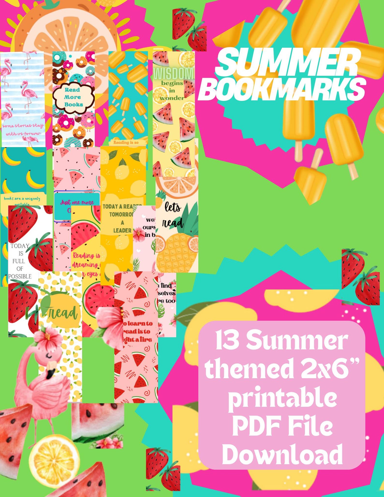 Summer Time Summer Reading Printable Bookmarks - Etsy