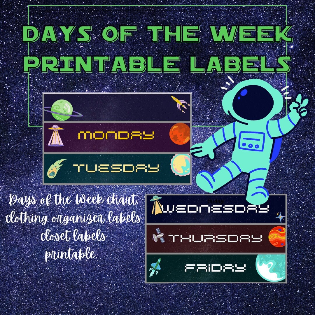 Printable Days of the Week Clothing Tags