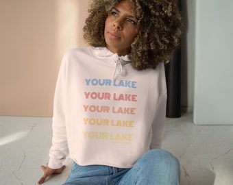 Personalized Lake, Ladies Crop Hoodie Sweatshirt