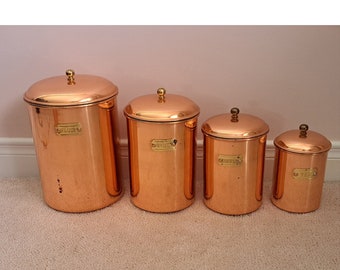 Vintage Copper Kitchen 4-Piece Canister Set