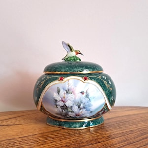 Vintage Porcelain Hummingbird Music Trinket Box Lena Liu Ardleigh