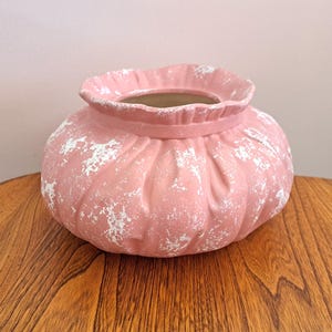 Vintage Ceramic Melon Vase Pink Hand Painted Pottery