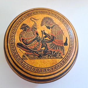 Vintage Greek Pottery Hand Painted Trinket Box