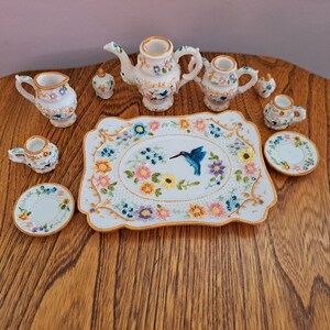 Hummingbird Resin Ten Piece Miniature Tea Service Set Vintage - Etsy