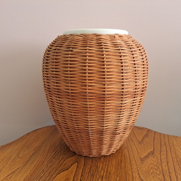 Wicker Ceramic Vintage Vase Planter