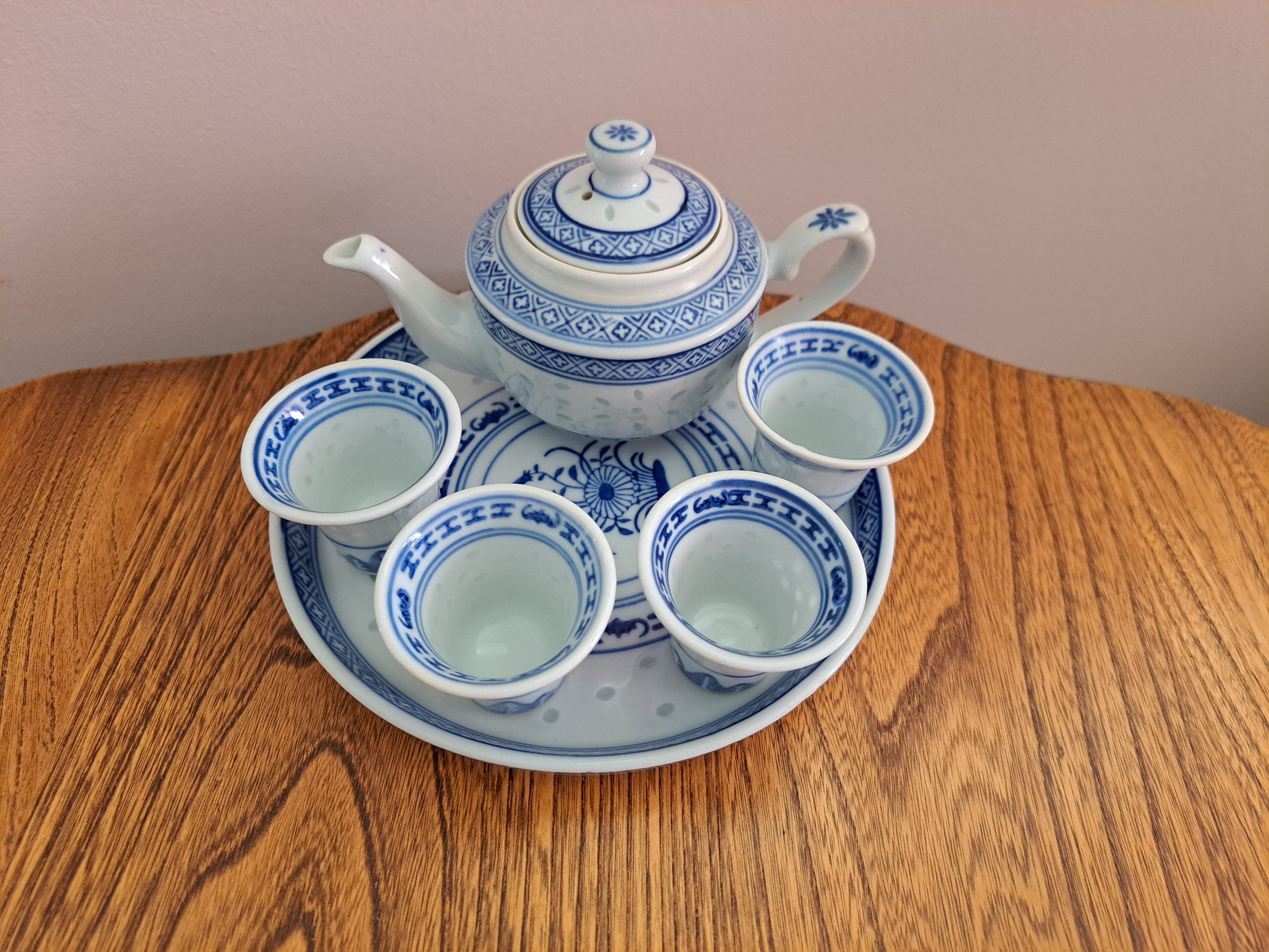 Chinese Rice Ware Vintage Porcelain Tea Set - Etsy