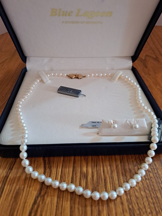 Blue Lagoon by Mikimoto Vintage 14K 5 5.5mm Akoya Pearl Necklace