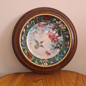 Lena Liu Porcelain Hummingbird Collector Plate with Frame & COA