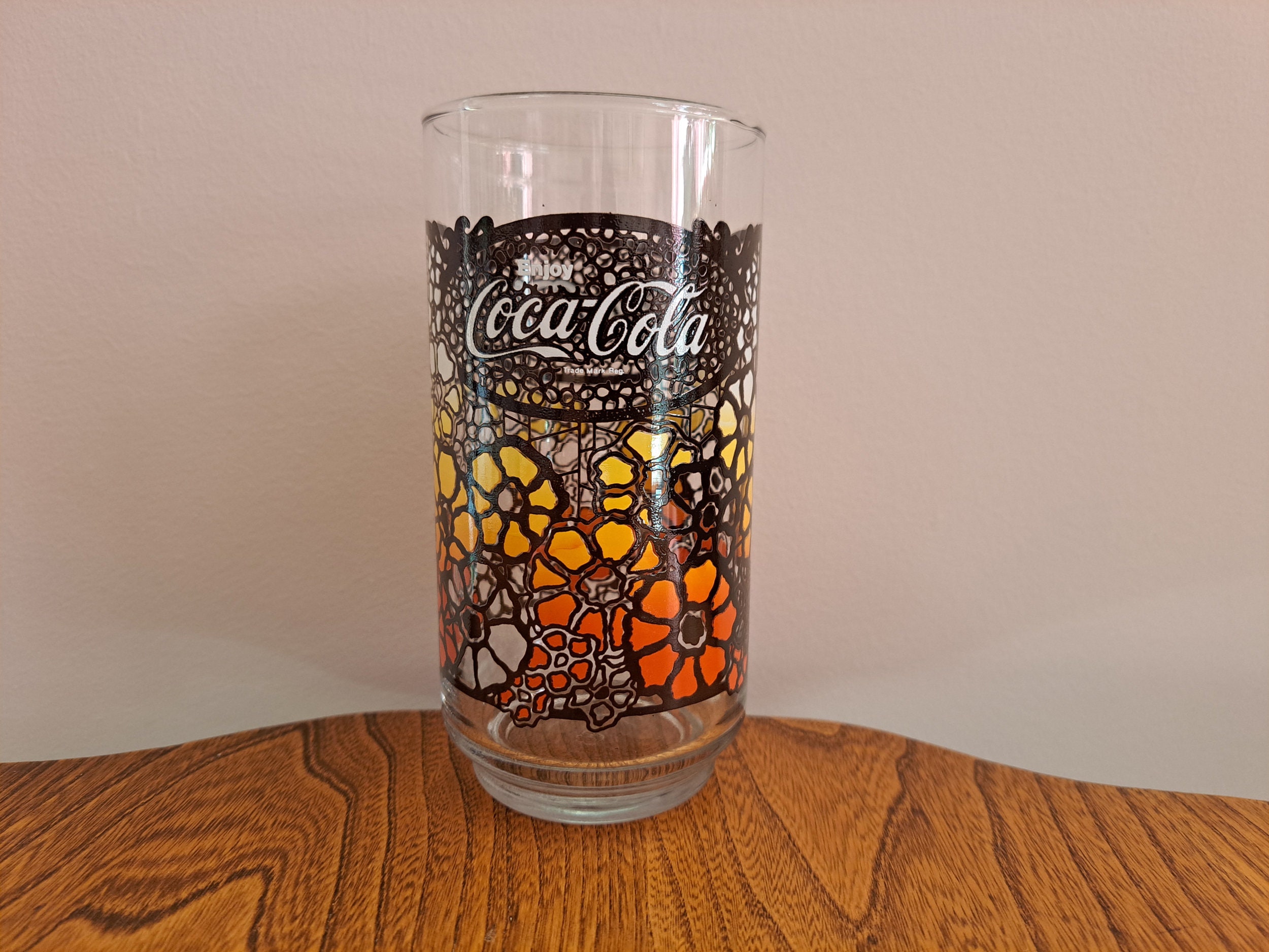 Vintage Wendy’s Coca Cola glasses！×3 Set of 3 Vintage Coca-Cola Coke Drinking Glasses Tiffany
