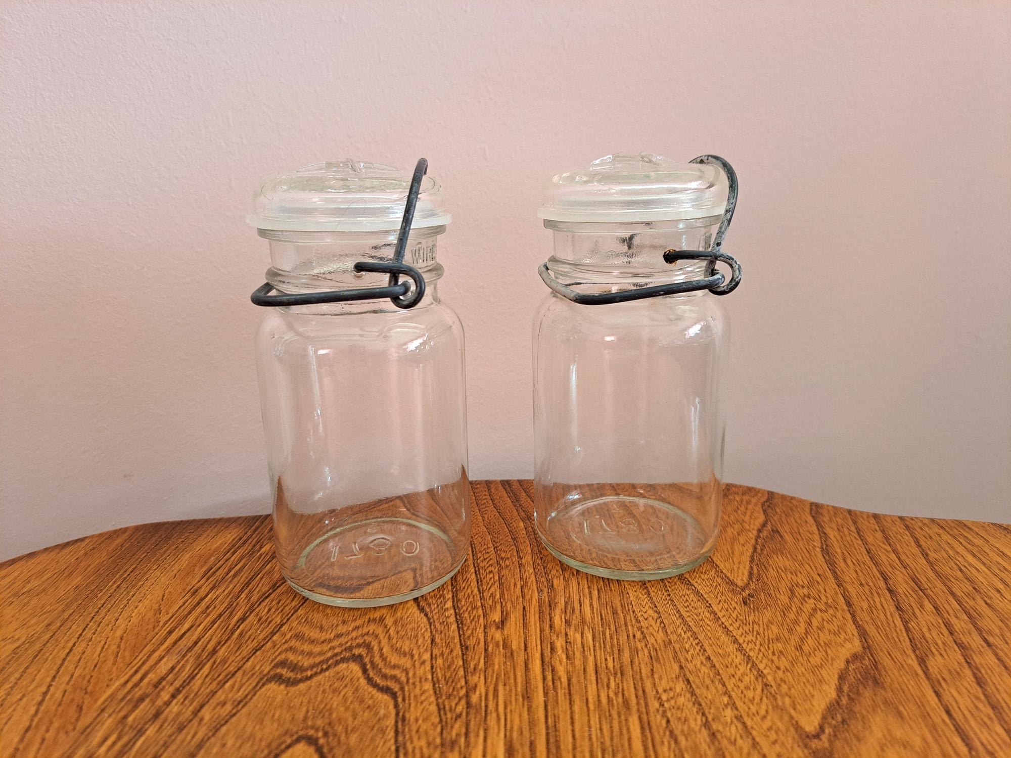 その他 jar Two Vintage 1780 Glass Wire Locking Lid Storage Canning Jars - Etsy