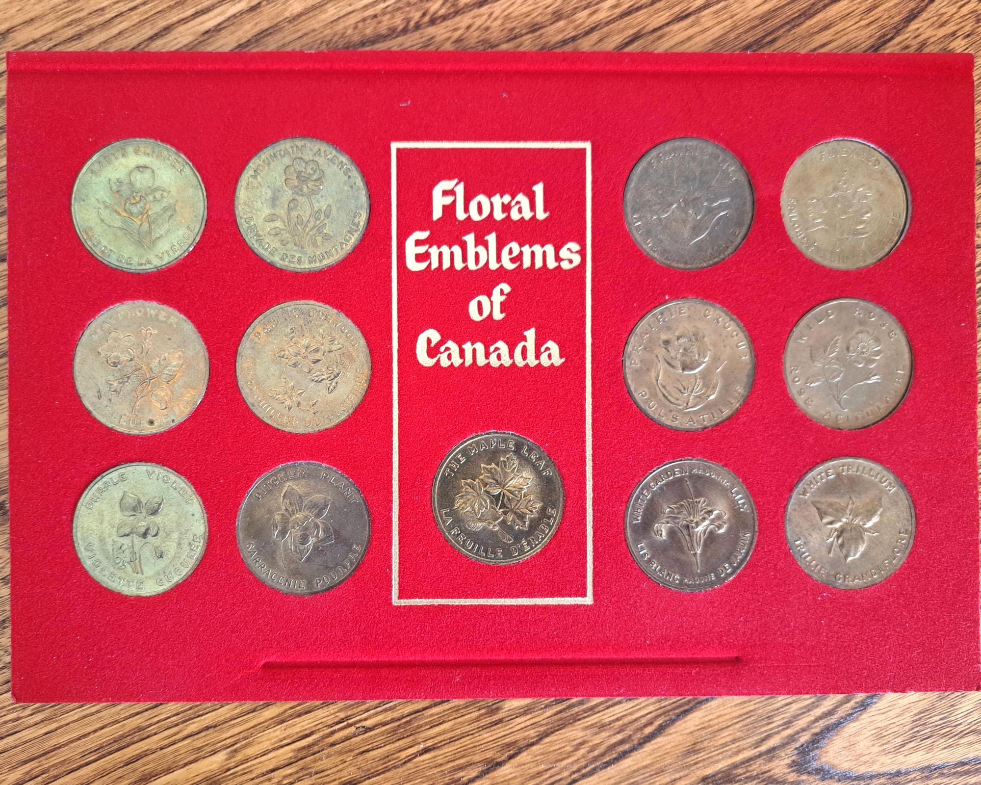 Vintage 1967 Coat of Arms/floral Emblems of Canada Medallion Set