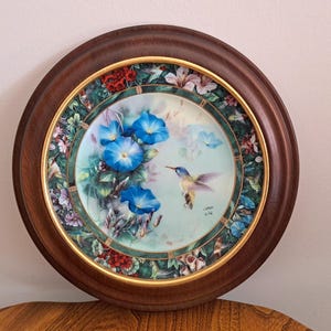 Lena Liu Framed Hummingbird Collector Plate with COA