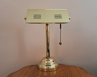 Vintage Brass Banker's Desk Lamp