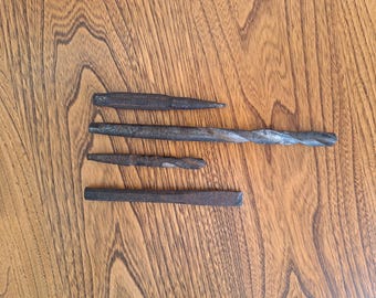 Four Antique Old & Rusty Drill Bits