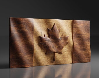 Canada Wavy Flag - CNC Files For Wood, 3D STL Model