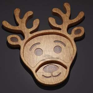 Reindeer Tray - CNC Files for Wood (svg, dxf, eps, ai, pdf, stl)