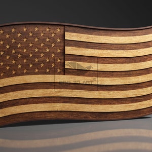 USA Wavy Flag - Multilayer Laser Cutting Files