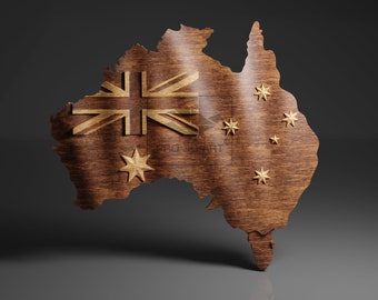 Australia Wavy Map - CNC Files For Wood, 3D STL Model