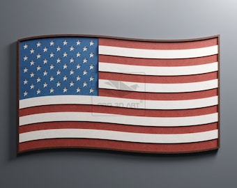 USA Gewellte Flagge - Multilayer Laser Cuts