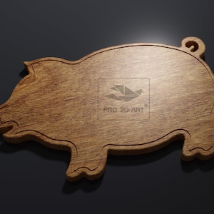 Pig Cutting Board - CNC files for Wood (svg, dxf, eps, pdf, ai, stl)