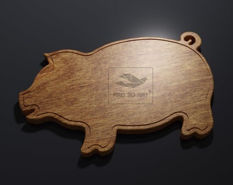 Pig Cutting Board - CNC files for Wood (svg, dxf, eps, pdf, ai, stl)