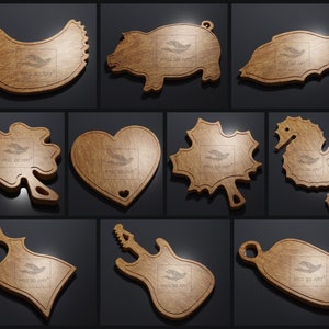 Cutting Board 2nd Set of 10 - CNC Files for Wood (svg, dxf, eps, pfd, ai, stl)