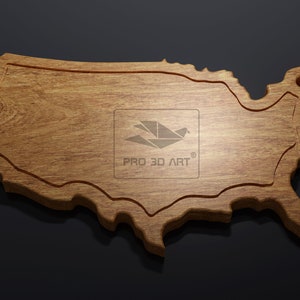 USA Karte Schneidebrett - CNC-Dateien für Holz (svg, dxf, eps, pdf, ai)