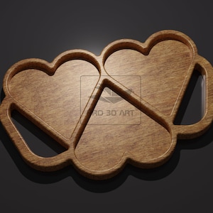 3 Hearts Tray - CNC Files for Wood
