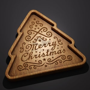 Christmas Tree Tray 2 - CNC Files for Wood (svg, dxf, eps, ai, pdf)