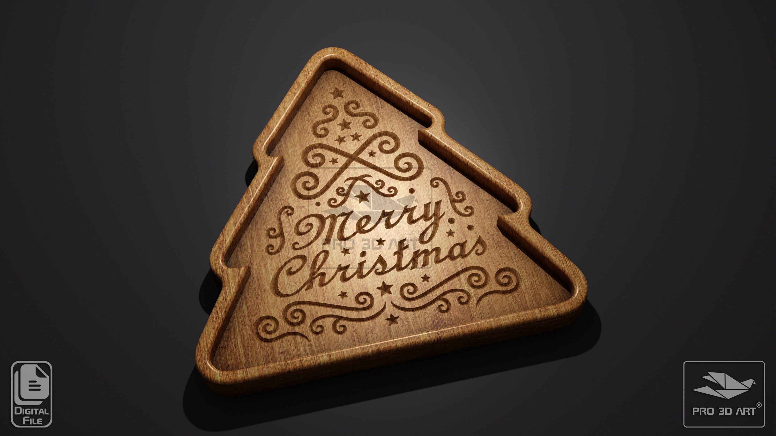 Christmas Tree Tray 2 - CNC Files for Wood (svg, dxf, eps, ai, pdf)