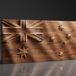 Australia Wavy Flag CNC Files For Wood, 3D STL Model image 1