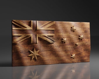 Australia Wavy Flag - CNC Files For Wood, 3D STL Model