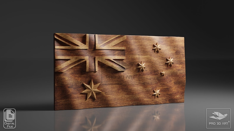 Australia Wavy Flag CNC Files For Wood, 3D STL Model image 1