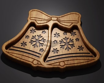 Christmas Bells Tray - CNC Files for Wood (svg, dxf, eps, ai, pdf)