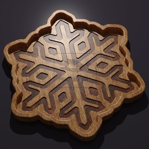 Snowflake Tray - CNC Files for Wood (svg, dxf, eps, ai, pdf, stl)
