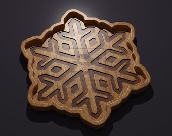 Snowflake Tray - CNC Files for Wood (svg, dxf, eps, ai, pdf, stl)