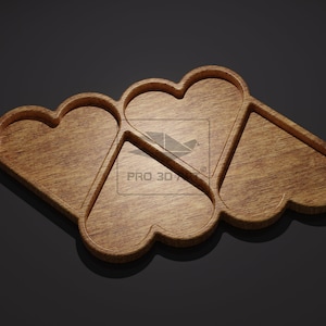 4 Hearts Tray - CNC Files for Wood (svg, dxf, eps, ai, pdf, STL)