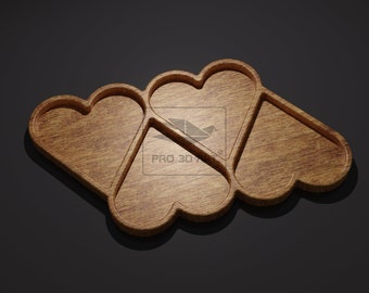 4 Hearts Tray - CNC Files for Wood (svg, dxf, eps, ai, pdf, STL)